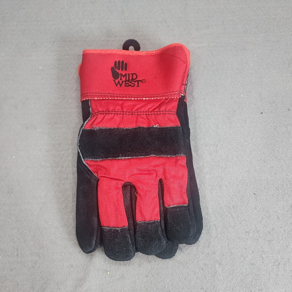 Mid West Work Gloves Red‎ Black Cowhide Thinsulate Lined Safety Mens Large